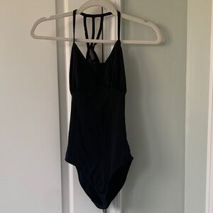 Elegant Black Strappy Women's Bodysuit